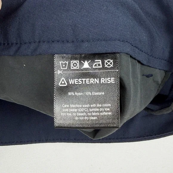 Western Rise Evolution Shorts Mens 31W Navy Blue Chino Performance Stretch 7" - Picture 7 of 8